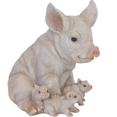 Esschert Design Pig Statue with Piglets 19.4x22.3x24.3 cm by Esschert Design, Lawn Ornaments and Garden Sculptures - Ref: For...