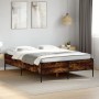 Estructura cama madera ingeniería metal roble ahumado 135x190cm de vidaXL, Camas y somieres - Ref: Foro24-3279814, Precio: 13...