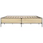 Estructura cama madera ingeniería metal roble Sonoma 200x200 cm de vidaXL, Camas y somieres - Ref: Foro24-3279778, Precio: 14...