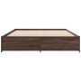 Estructura cama madera ingeniería metal marrón roble 135x190 cm de vidaXL, Camas y somieres - Ref: Foro24-3279861, Precio: 12...