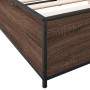 Estructura cama madera ingeniería metal marrón roble 135x190 cm de vidaXL, Camas y somieres - Ref: Foro24-3279861, Precio: 12...