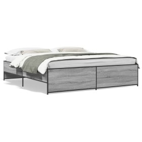 Estructura cama madera ingeniería metal gris Sonoma 180x200 cm de vidaXL, Camas y somieres - Ref: Foro24-3279875, Precio: 150...