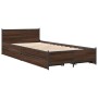 Oak brown engineered wood bed with drawers 100x200 cm by vidaXL, Beds and slatted bases - Ref: Foro24-3279966, Price: 152,54 ...