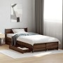 Oak brown engineered wood bed with drawers 100x200 cm by vidaXL, Beds and slatted bases - Ref: Foro24-3279966, Price: 152,54 ...