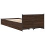 Oak brown engineered wood bed with drawers 100x200 cm by vidaXL, Beds and slatted bases - Ref: Foro24-3279966, Price: 152,54 ...