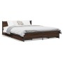 Cama con cajones madera de ingeniería marrón roble 135x190 cm de vidaXL, Camas y somieres - Ref: Foro24-3279951, Precio: 172,...