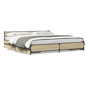 Sonoma oak engineered wood bed with drawers 180x200 cm by vidaXL, Beds and slatted bases - Ref: Foro24-3279918, Price: 186,99...