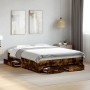 Smoked oak engineered wood bed with drawers 120x200 cm by vidaXL, Beds and slatted bases - Ref: Foro24-3280395, Price: 177,92...