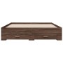 Oak brown engineered wood bed with drawers 160x200 cm by vidaXL, Beds and slatted bases - Ref: Foro24-3280376, Price: 210,77 ...