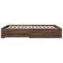 Oak brown engineered wood bed with drawers 160x200 cm by vidaXL, Beds and slatted bases - Ref: Foro24-3280376, Price: 210,77 ...