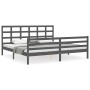 Double bed frame with gray solid wood headboard by vidaXL, Beds and slatted bases - Ref: Foro24-3194003, Price: 183,27 €, Dis...