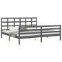 Double bed frame with gray solid wood headboard by vidaXL, Beds and slatted bases - Ref: Foro24-3194003, Price: 183,27 €, Dis...