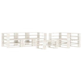 6-Piece White Wood Garden Pallet Furniture Set by vidaXL, Garden sets - Ref: Foro24-3052181, Price: 468,19 €, Discount: %