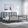 Double bed frame with gray solid wood headboard by vidaXL, Beds and slatted bases - Ref: Foro24-3194003, Price: 183,27 €, Dis...