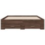 Oak brown engineered wood bed with drawers 135x190 cm by vidaXL, Beds and slatted bases - Ref: Foro24-3280411, Price: 185,70 ...