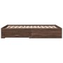 Oak brown engineered wood bed with drawers 135x190 cm by vidaXL, Beds and slatted bases - Ref: Foro24-3280411, Price: 185,70 ...