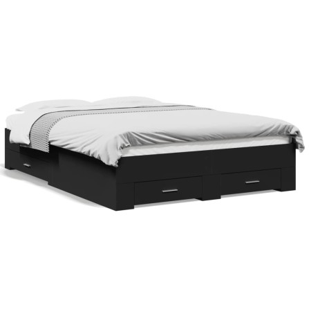 Cama con cajones madera de ingeniería negro 120x190 cm de vidaXL, Camas y somieres - Ref: Foro24-3280413, Precio: 180,36 €, D...