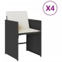 Garden chairs with cushions 4 units black synthetic rattan by vidaXL, Garden chairs - Ref: Foro24-4007455, Price: 193,22 €, D...