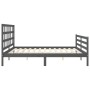 Double bed frame with gray solid wood headboard by vidaXL, Beds and slatted bases - Ref: Foro24-3194003, Price: 183,27 €, Dis...