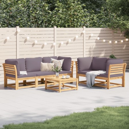 6-teiliges Gartenmöbel-Set mit Kissen aus massivem Akazienholz von vidaXL, Modulare Sofas für den Außenbereich - Ref: Foro24-...