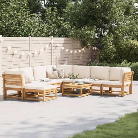 9-teiliges Gartenmöbel-Set mit Kissen aus massivem Akazienholz von vidaXL, Modulare Sofas für den Außenbereich - Ref: Foro24-...