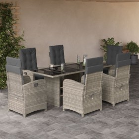 Set comedor jardín 7 pzas y cojines ratán sintético gris claro de vidaXL, Conjuntos de jardín - Ref: Foro24-3212266, Precio: ...