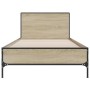 Estructura cama madera ingeniería metal roble Sonoma 90x200 cm de vidaXL, Camas y somieres - Ref: Foro24-845518, Precio: 104,...