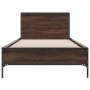 Engineered wood metal bed frame oak brown 90x190 cm by vidaXL, Beds and slatted bases - Ref: Foro24-845566, Price: 105,16 €, ...