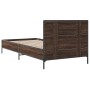 Engineered wood metal bed frame oak brown 90x190 cm by vidaXL, Beds and slatted bases - Ref: Foro24-845566, Price: 105,16 €, ...