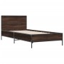 Estructura cama madera ingeniería metal marrón roble 100x200 cm de vidaXL, Camas y somieres - Ref: Foro24-845526, Precio: 110...