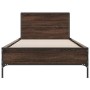 Engineered wood bed frame oak brown metal 100x200 cm by vidaXL, Beds and slatted bases - Ref: Foro24-845526, Price: 110,32 €,...