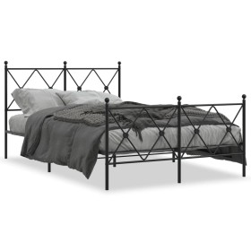 Estructura de cama con cabecero y pie metal negro 120x190 cm de vidaXL, Camas y somieres - Ref: Foro24-376517, Precio: 120,99...