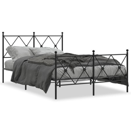 Bed frame with headboard and footboard black metal 120x190 cm by vidaXL, Beds and slatted bases - Ref: Foro24-376517, Price: ...