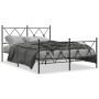 Black metal headboard and footboard bed frame 140x190 cm by vidaXL, Beds and slatted bases - Ref: Foro24-376520, Price: 123,3...