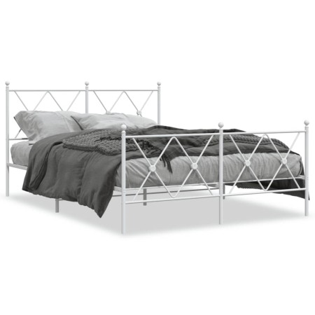 Estructura cama metal cabecero y estribo blanco 140x190 cm de vidaXL, Camas y somieres - Ref: Foro24-376569, Precio: 123,30 €...