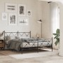 Black metal headboard and footboard bed frame 150x200 cm by vidaXL, Beds and slatted bases - Ref: Foro24-376522, Price: 127,8...