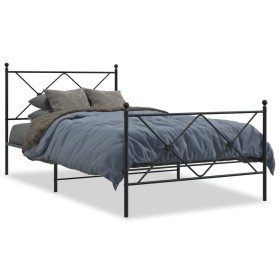 Estructura de cama con cabecero y estribo metal negro 100x200cm de vidaXL, Camas y somieres - Ref: Foro24-376515, Precio: 85,...