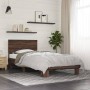 Engineered wood metal bed frame oak brown 75x190 cm by vidaXL, Beds and slatted bases - Ref: Foro24-845816, Price: 94,65 €, D...