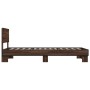 Estructura cama madera ingeniería metal roble marrón 75x190 cm de vidaXL, Camas y somieres - Ref: Foro24-845816, Precio: 94,5...