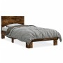 Estructura cama madera ingeniería metal roble humo 75x190 cm de vidaXL, Camas y somieres - Ref: Foro24-845814, Precio: 91,99 ...