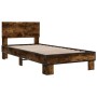 Estructura cama madera ingeniería metal roble humo 75x190 cm de vidaXL, Camas y somieres - Ref: Foro24-845814, Precio: 91,99 ...