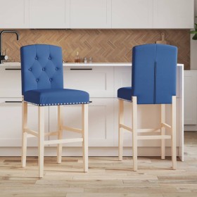 High stools 2 pcs solid rubber wood and fabric by vidaXL, Kitchen stools - Ref: Foro24-4006204, Price: 141,99 €, Discount: %