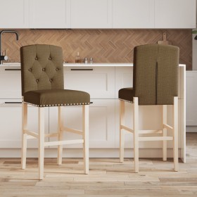 High stools 2 pcs solid rubber wood and fabric by vidaXL, Kitchen stools - Ref: Foro24-4006206, Price: 114,51 €, Discount: %