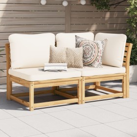 2-piece garden furniture set with acacia wood cushions by vidaXL, Modular outdoor sofas - Ref: Foro24-366492, Price: 235,99 €...