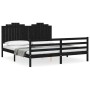 Estructura cama de matrimonio con cabecero madera maciza negro de vidaXL, Camas y somieres - Ref: Foro24-3194200, Precio: 185...