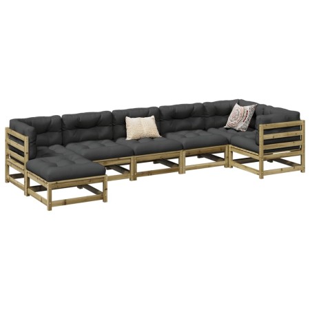 7-teiliges Gartensofa-Set mit Kissen aus imprägniertem Kiefernholz von vidaXL, Gartensets - Ref: Foro24-3299548, Preis: 702,4...