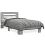 Estructura cama madera ingeniería metal gris Sonoma 90x200 cm de vidaXL, Camas y somieres - Ref: Foro24-845655, Precio: 101,1...