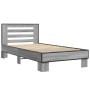 Estructura cama madera ingeniería metal gris Sonoma 75x190 cm de vidaXL, Camas y somieres - Ref: Foro24-845660, Precio: 97,16...