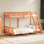 Solid wax brown pine wood bunk bed 80x200/120x200 cm by vidaXL, Beds and slatted bases - Ref: Foro24-3207180, Price: 336,78 €...