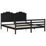 Estructura cama de matrimonio con cabecero madera maciza negro de vidaXL, Camas y somieres - Ref: Foro24-3194200, Precio: 185...